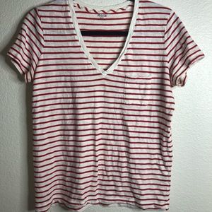 Madewell Whisper Cotton Stripe V-Neck Top Small